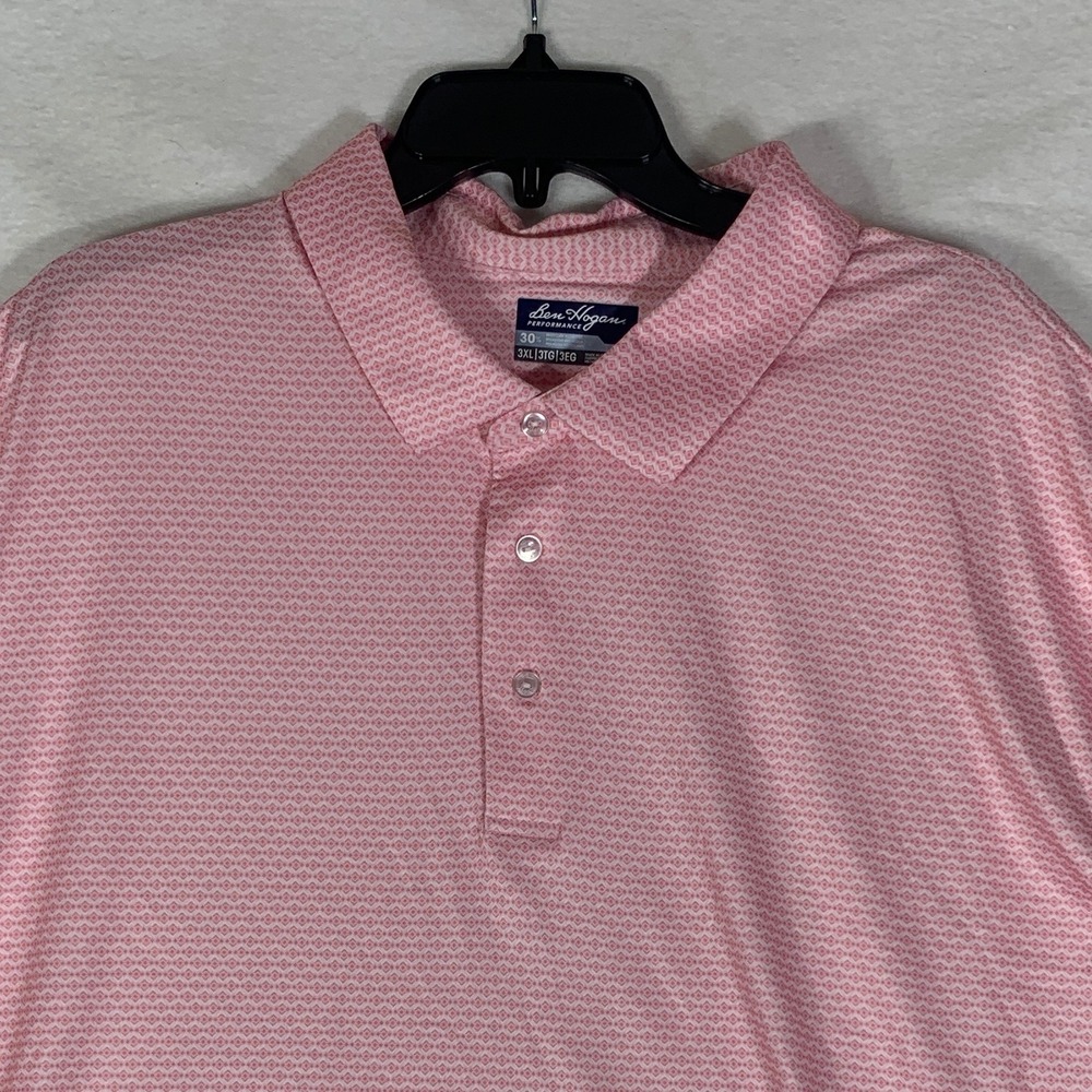 Ben Hogan Performance Pink Geometric Print Short Sleeve Golf Polo Shirt Mens 3XL - Picture 2 of 8